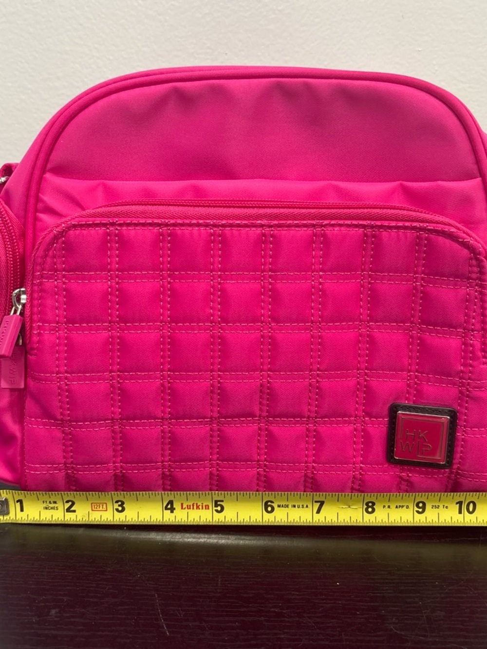 Ihkwip Vivid Pink Quilted Crossbody Bag with Striped Adjustable Strap new - Picture 7 of 8